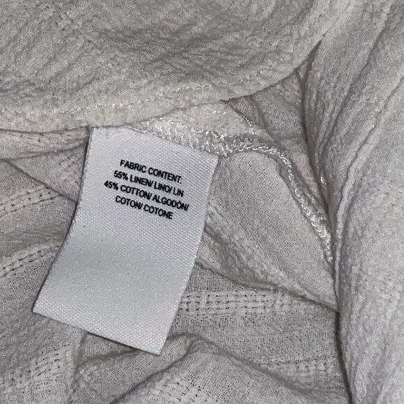 Derek Lam 10 Crosby (Small/Petite) Womens White Subtle Textured 1/4 Buttons Top - Picture 14 of 15